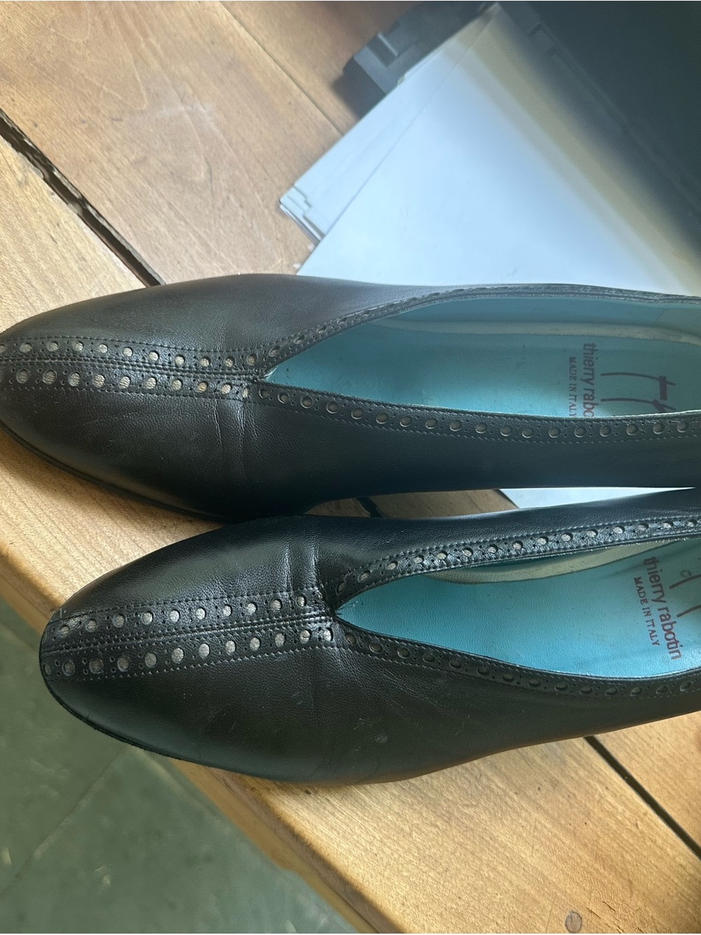 Thierry Rabotin Black Leather Stud-Trim Slip-Ons